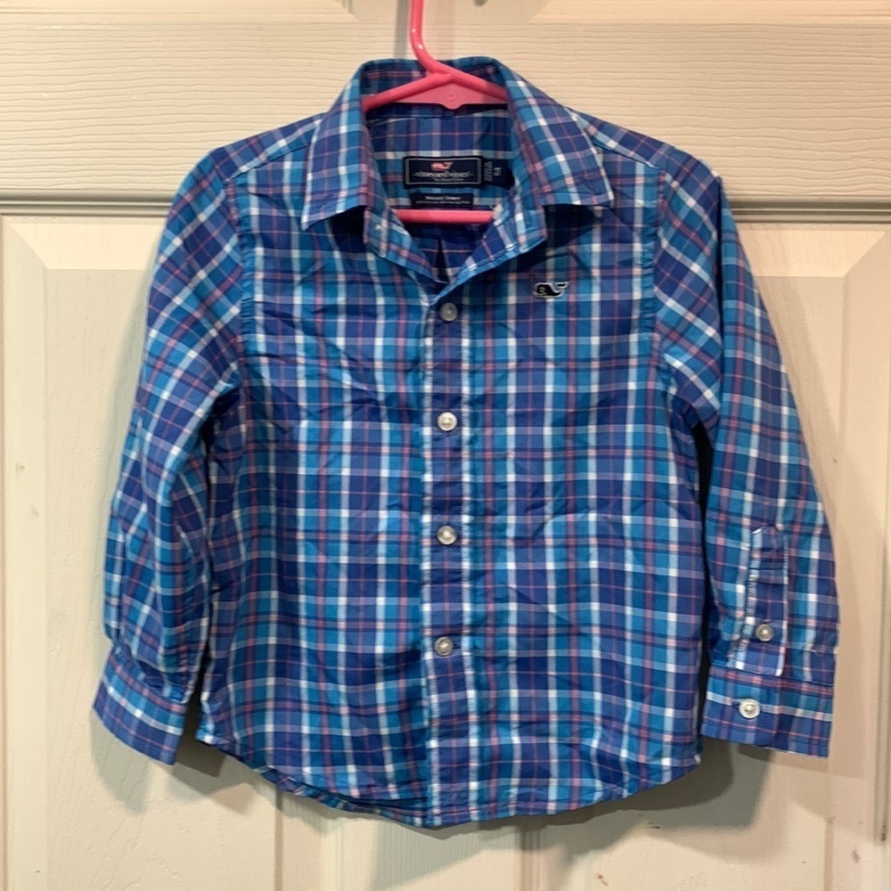 Vineyard Vines Plaid Boys 2T Whale Shirt